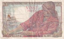 France 20 Francs - Fisher - 10-03-1949 - Serial A.197 - P.100