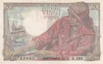 France 20 Francs - Fisher - 10-03-1949 - Serial A.199 - P.100