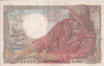 France 20 Francs - Fisher - 10-03-1949 - Serial L.203 - P.100