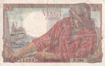 France 20 Francs - Fisher - 14-10-1948 - Serial P.186 - P.100