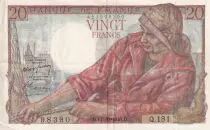 France 20 Francs - Fisher - 14-10-1948 - Serial Q.181 - VF+ - P.100