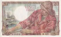 France 20 Francs - Fisher - 17-05-1944 - Serial M.127 - P.UNC - P.100