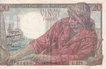 France 20 Francs - Fisher - 19-05-1949 - Serial U.221 - P.100