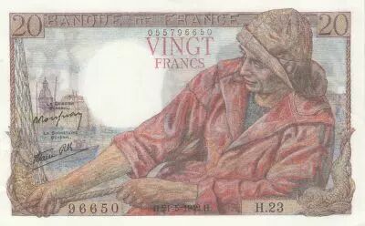 France 20 Francs - Fisher - 21-05-1942 - Serial  H.23