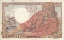 France 20 Francs - fisherman - 07-10-1943 - Serial G.105