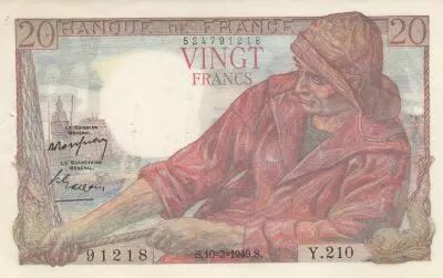 France 20 Francs - Fisherman - 10-03-1949 - S�rie Y.210
