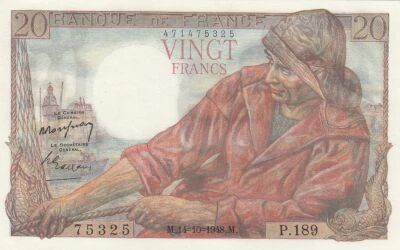 France 20 Francs - Fisherman - 14-10-1948 - Series P.189