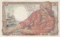 France 20 Francs - Fisherman - 17-05-1944- Serial W.122