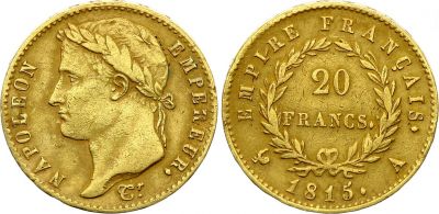 France 20 Francs - Napolon I - 100 Jours  - 1815 A Paris  Or