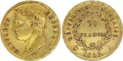 France 20 Francs - Napol�on I - T�te laur�e - 1807 - A Paris - Or