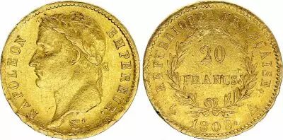 France 20 Francs - Napol�on I - T�te laur�e - 1808 - A Paris - Or