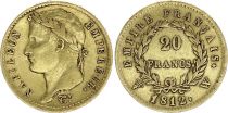 France 20 Francs - Napoléon I - Tête laurée - 1812 - W Lille - Or