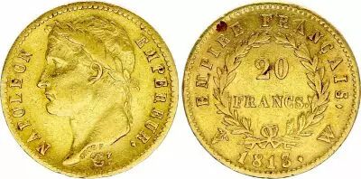 France 20 Francs - Napol�on I - T�te laur�e - 1813 - W Lille - Or