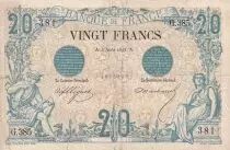 France 20 Francs - Noir - 03-08-1875 - S&eacute;rie G.385 - B - F.09.02