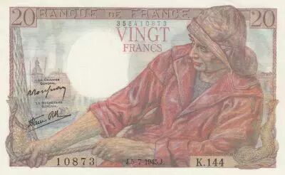 France 20 Francs - P�cheur - 05-07-1945 - S�rie K.144