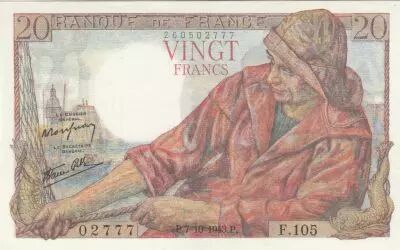 France 20 Francs - P�cheur - 07-10-1943 - S�rie F.105