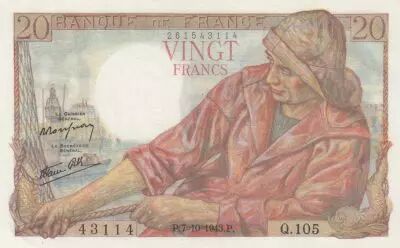 France 20 Francs - P�cheur - 07-10-1943 - S�rie Q.105