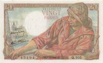 France 20 Francs - P&ecirc;cheur - 07-10-1943 - S&eacute;rie Q.105