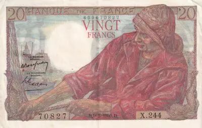 France 20 Francs - P�cheur - 09-02-1950 - S�rie X.244 - F.13.17