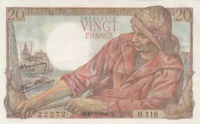 France 20 Francs - P�cheur - 10-02-1944 - S�rie H.118