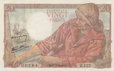 France 20 Francs - P�cheur - 17-05-1944 - S�rie Z.122