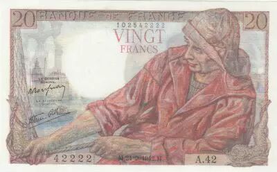 France 20 Francs - P�cheur - 24-09-1942 - S�rie A.42