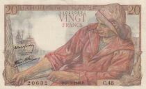 France 20 Francs - P&ecirc;cheur - 24-09-1942 - S&eacute;rie C.45