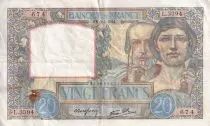 France 20 Francs - Science and Industry - 03-04-1941 - Serial L.3394 - P.92