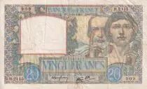 France 20 Francs - Science and Industry - 05-12-1940 - Serial H.2115 - VF - P.92