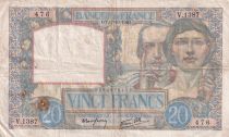 France 20 Francs - Science and Industry - 17-10-1940 - Serial V.1387 - P.92