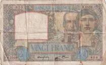 France 20 Francs - Science and Industry - 19-12-1940 -Serial H2559 - Fine