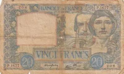 France 20 Francs - Science and work - 17-10-1940 - Serial P.1677