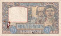 France 20 Francs - Science et Travail - 04-12-1941 - Série L.6701 - F.12.20
