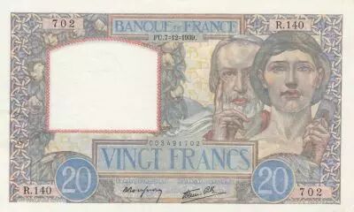 France 20 Francs - Science et Travail - 07-12-1939 - S�rie R.140