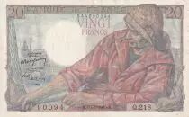 France 20 Francs - Sheperd - 05-11-1942 - Serial Q.218 - XF - P.100c