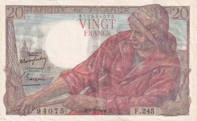 France 20 Francs - Sheperd - 09-02-1950 - Serial F.245 - P.100c