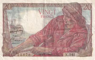 France 20 Francs - Sheperd - 09-02-1950 - Serial X.245 - P.100c