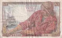 France 20 Francs - Sheperd - 12-02-1942 - Serial V.5 - F+ - P.100a