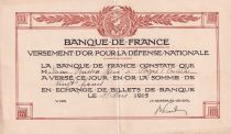 France 20 Francs - Versement d\'or pour la défense nationale - 01-03-1915 - SUP