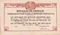 France 20 Francs - Versement d\'or pour la d&eacute;fense nationale - 01-03-1915 - SUP