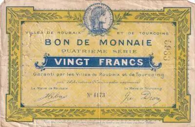 France 20 Francs - Ville -  Roubaix-Tourcoing - 4�me S�rie - 4173