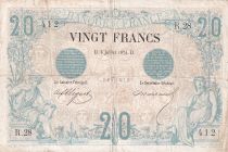 France 20 Francs Black - 08-07-1874 - Serial R.28