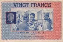 France 20 Francs Bon de Solidarit&eacute; - 1941-1942 - sans s&eacute;rie