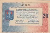 France 20 Francs Bon de Solidarit&eacute; - 1941-1942 - SUP