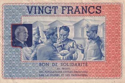 France 20 Francs Bon de Solidarit� - WWII - 1941-1942 - without serial