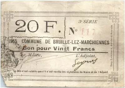 France 20 Francs Bruille-Lez-Marchiennes City