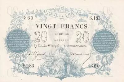 France 20 Francs Chazal - 30-08-1871 - Serial S.183-360