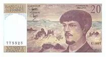 France 20 Francs Debussy - 1981 - Serial W.007 - Fay.66.02