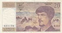 France 20 Francs Debussy - 1983 - S&eacute;rie D.011