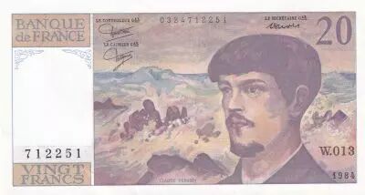 France 20 Francs Debussy - 1984 - S�rie W.013